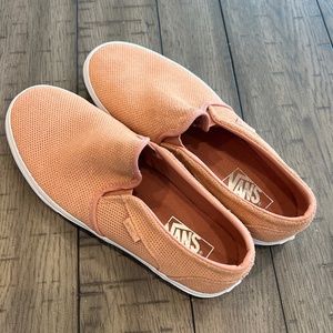 VANS peach perforated suede slip-ons size 10 NWOT